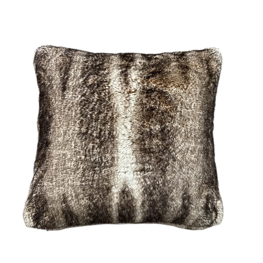 Pottery Barn Faux Fur Ombre Brown Pillow Cover With Pillow Insert Cozy Chic Set